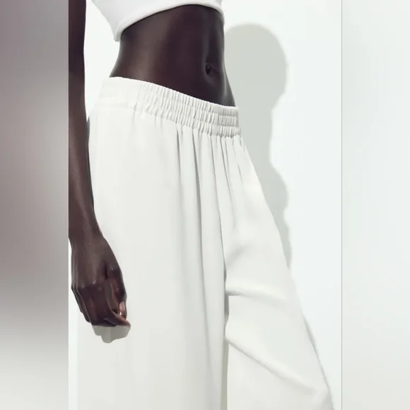 ZARA 2 PIECES SET GATHERED KIMONO SHIRT AND CREPE WIDE LEG PANTS SIZE XS/S - Picture 10 of 15